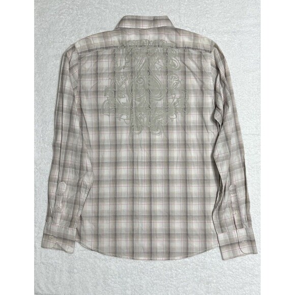 SCOTCH Plaid Shirt SPADE Graphics Men's XL Beige Casual Button Up NWT - Picture 1 of 17